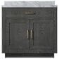 Lexora Home Abbey 36" Single Bathroom Vanity in Black Oak with 2 cm White Carrara Marble Top and Rectangular Sink, , large