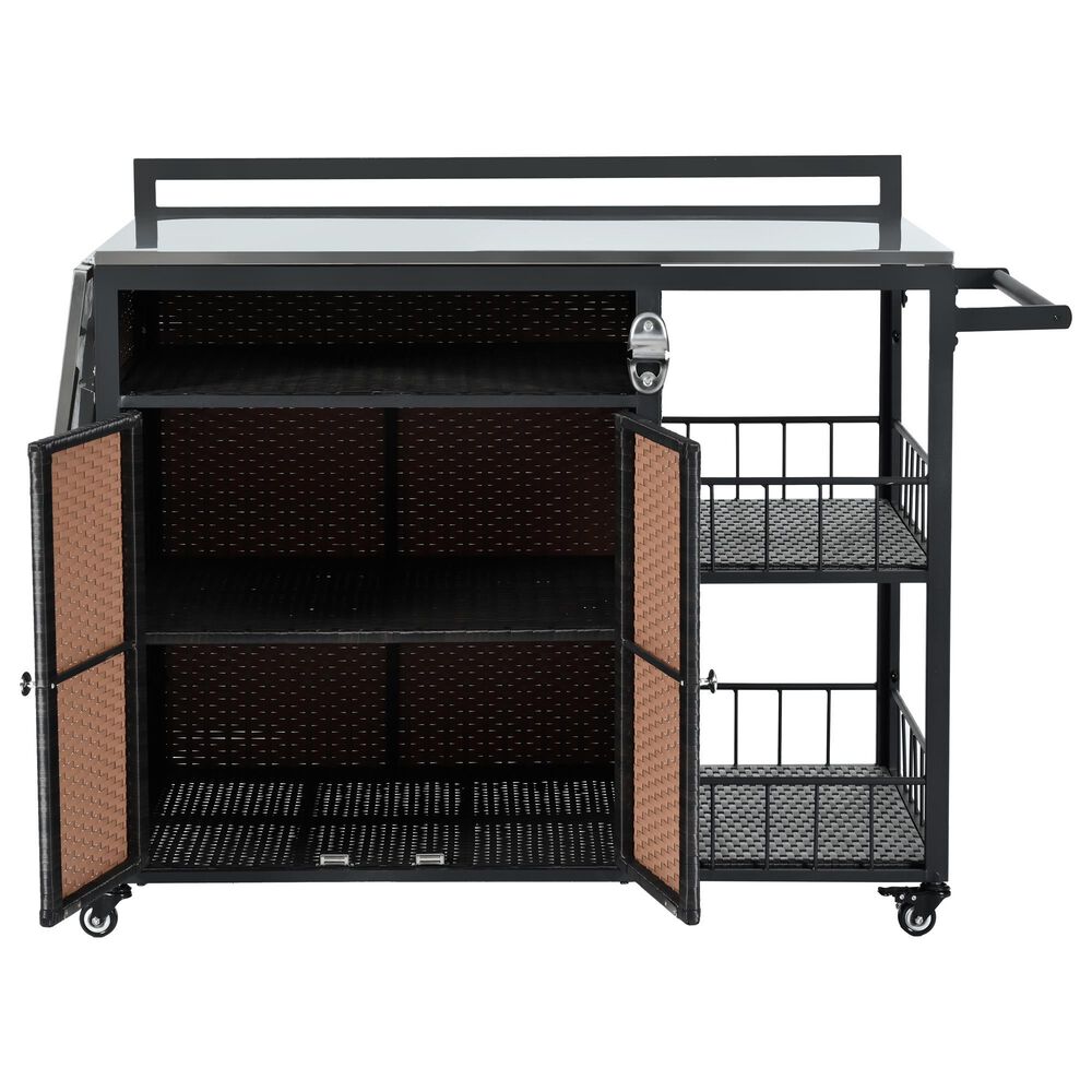 Hearth and Haven Patio Serving Cart in Dark Brown, , large