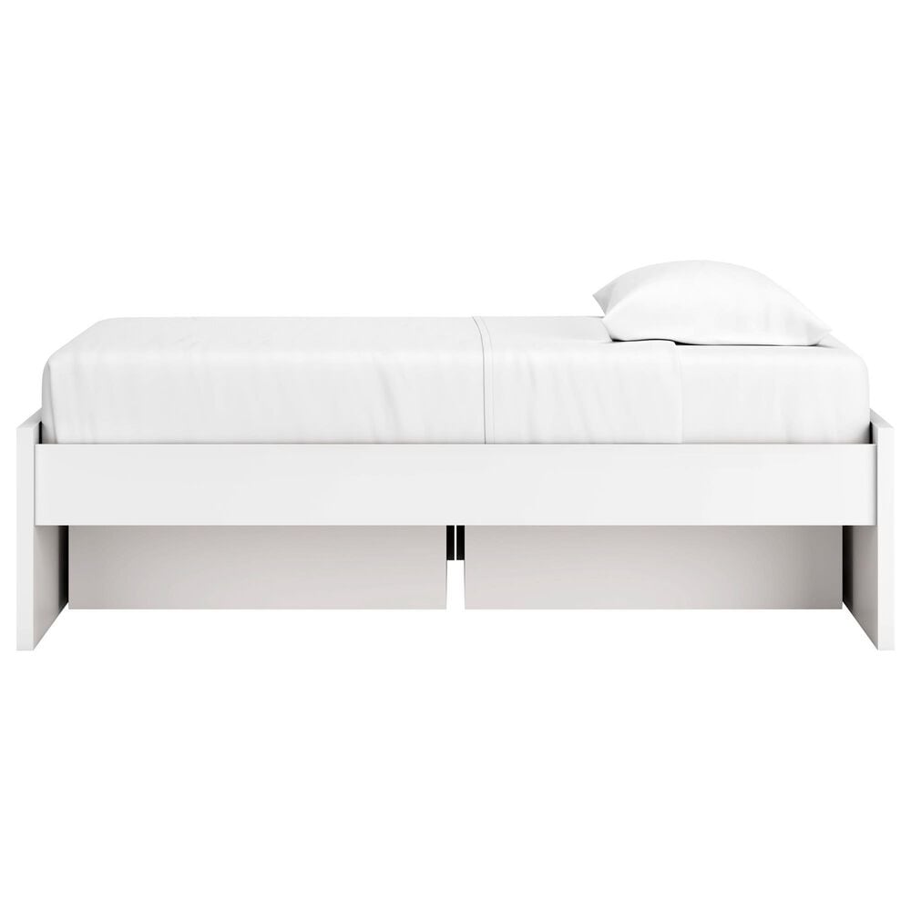 Ashley Onita Twin Platform Bed with No Headboard and 1 Side Storage in White, , large