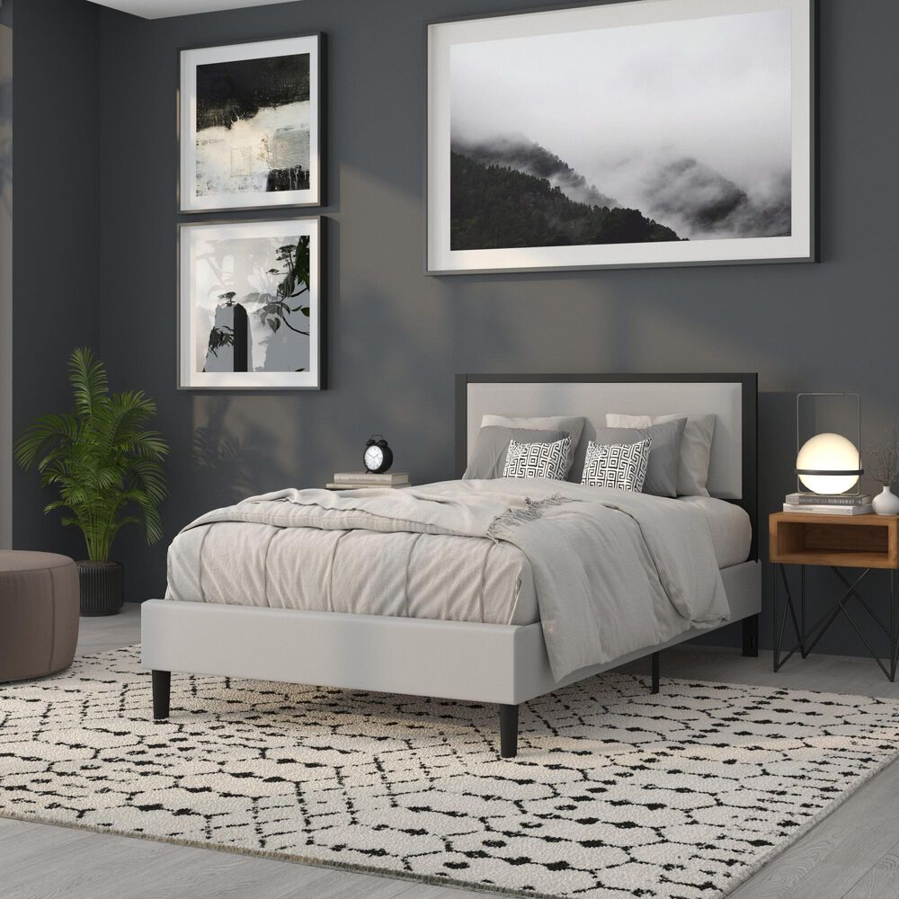 Flash Furniture Melbourne Full Upholstered Headboard in Light Gray, , large