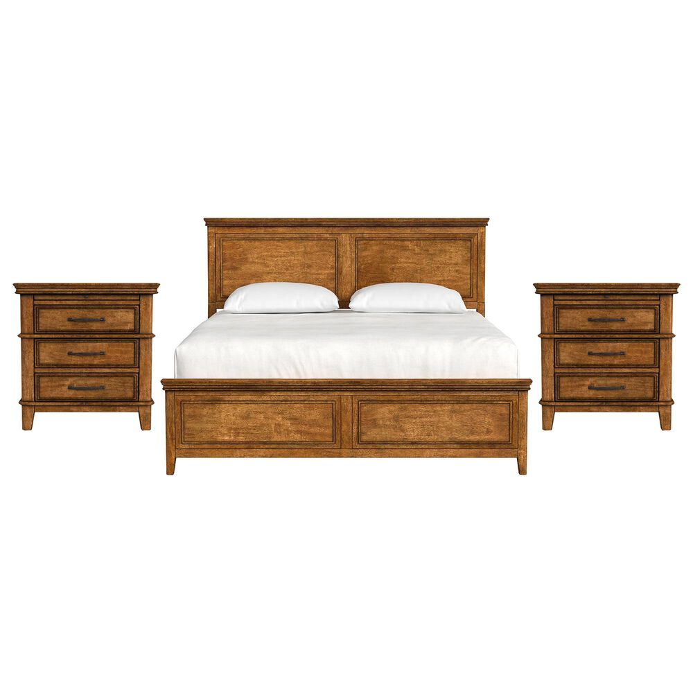 A-America Bandalier King Bed with Two Nightstands in Warm Russet, , large