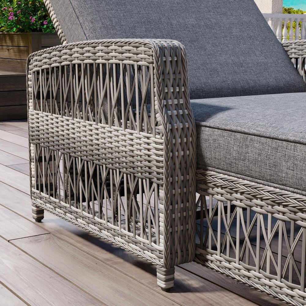 Hearth and Haven GO Outdoor Long Reclining Chaise Lounge with Armrests and Adjustable Backrest in Grey, , large