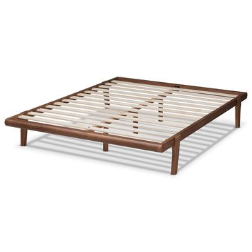 Baxton Studio Kaia Queen Platform Bed Frame in Walnut Brown, , large
