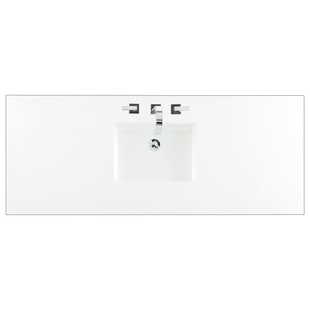 James Martin Vanities Breckenridge 60" Single Bathroom Vanity in Bright White with 3 cm White Zeus Quartz Top and Rectangular Sink, , large