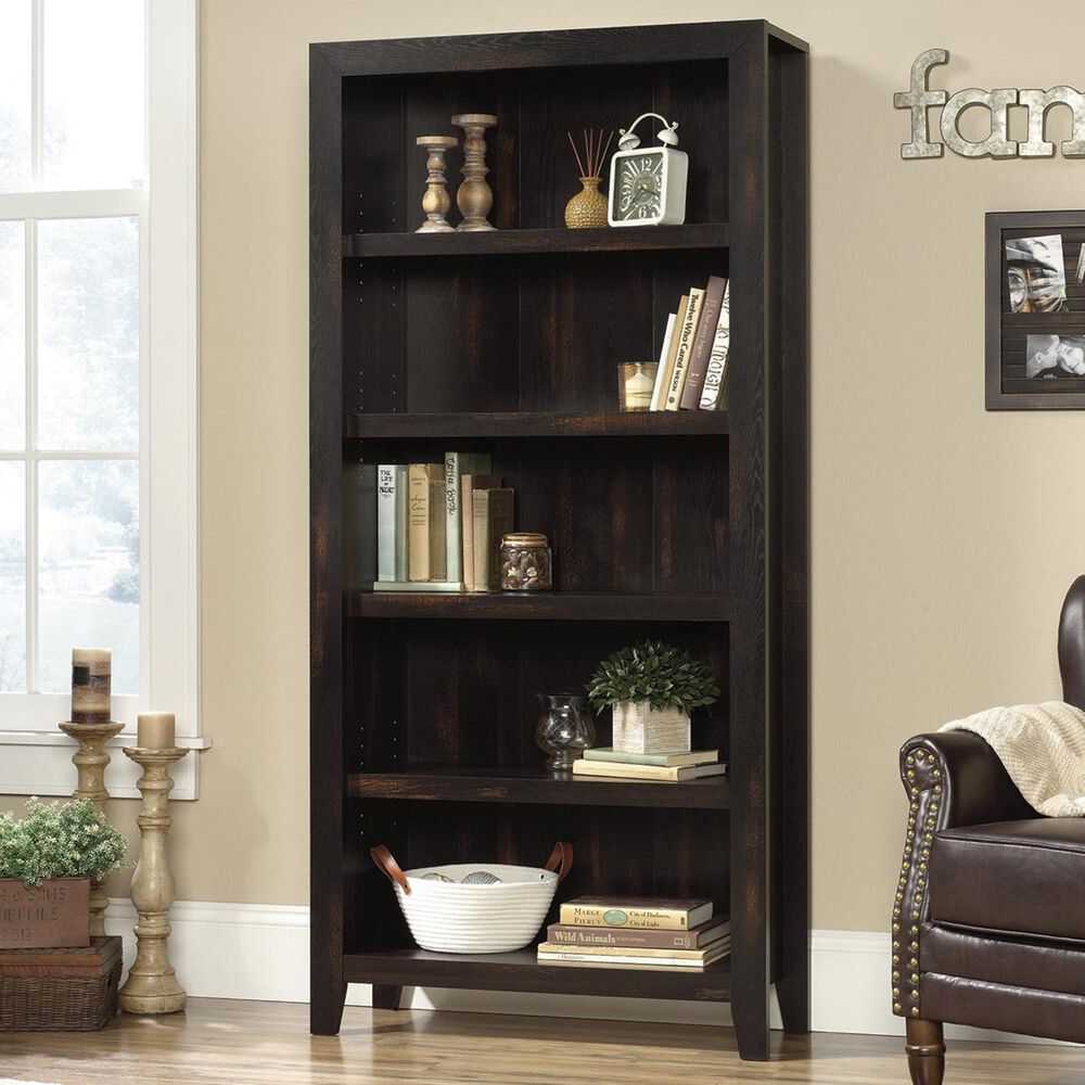 Sauder Dakota Pass 5-Shelf Bookcase in Char Pine, , large