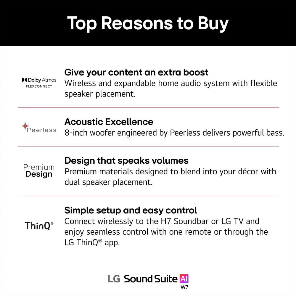 LG 8" Sound Suite W7 Wireless Subwoofer in Black, , large
