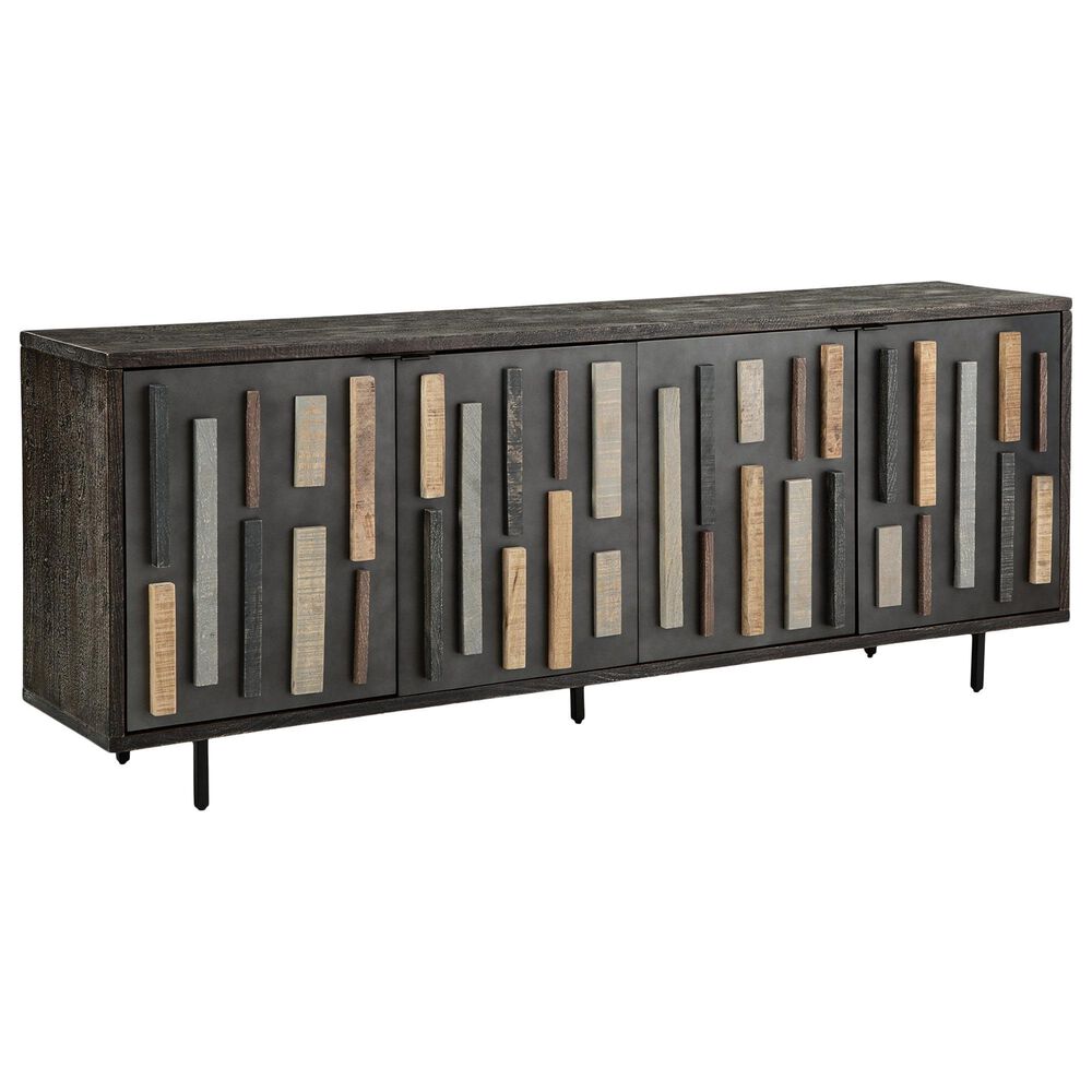 Signature Design by Ashley Franchester 76" Cabinet in Dark Brown and Metallic Gray, , large