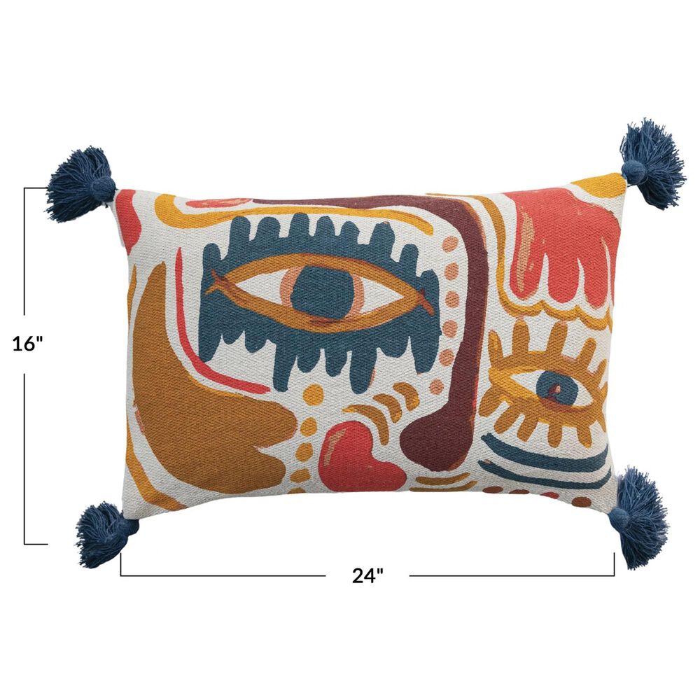 Teak Interiors 16&quot; x 24&quot; Abstract Face Lumbar Throw Pillow in Multicolor, , large