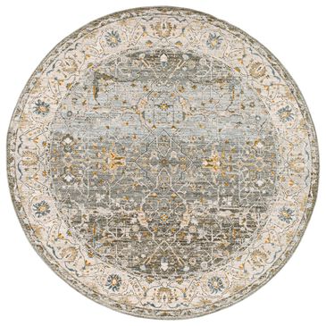 Surya Dresden Deep Teal, Dusty Sage, Taupe, Off-White, Light Gray, Olive and Mustard 5"3" Round Area Rug, , large