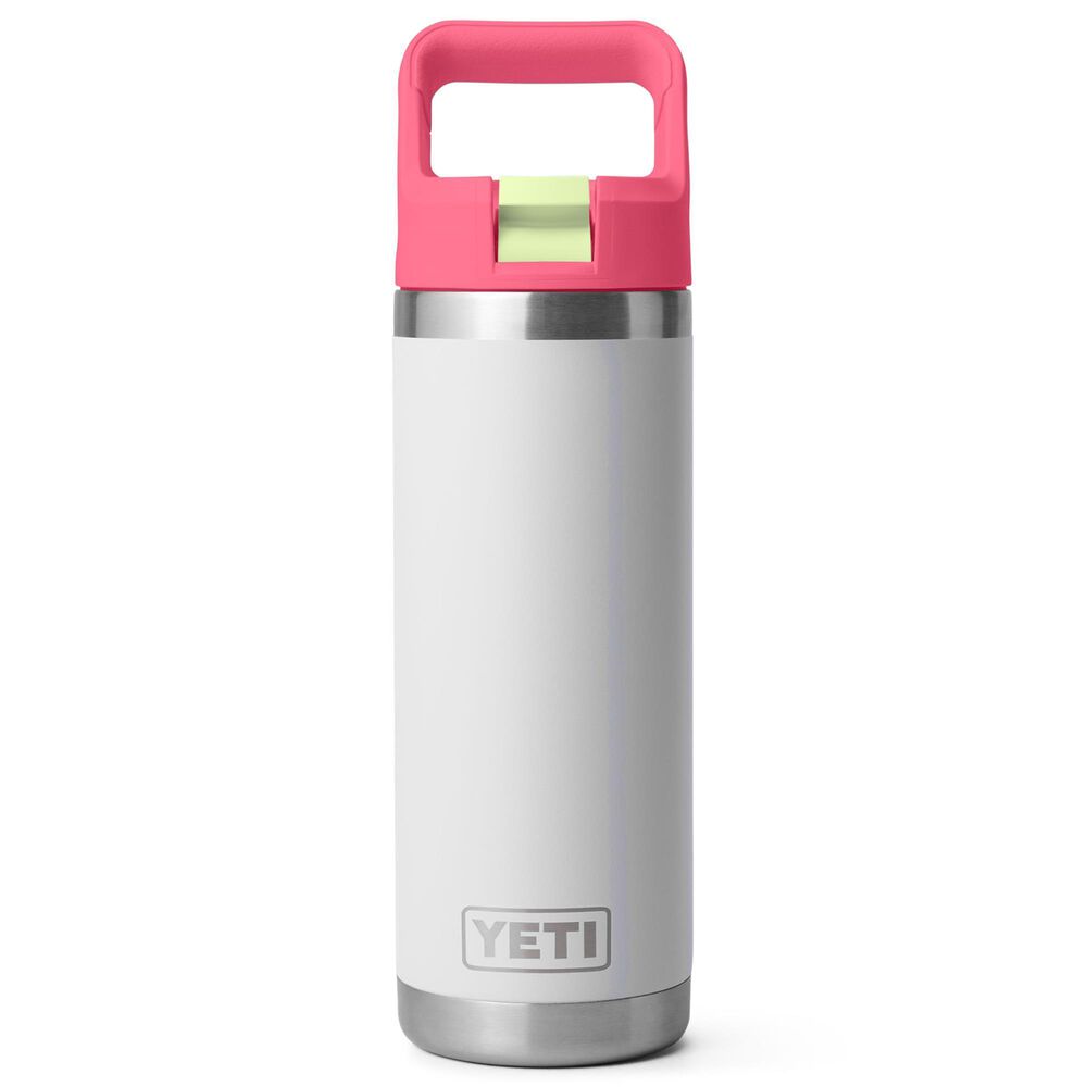 YETI Rambler 18 Oz Water Bottle with Color-Blocked Straw Cap in Mist, Pink and Grasshopper, , large