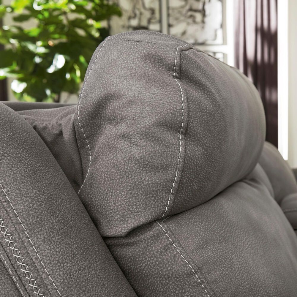 Ashley Next-Gen DuraPella Power Console Loveseat with Power Headrest in Slate, , large