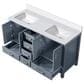 Lexora Home Jacques 60" Double Bathroom Vanity in Dark Grey with 2 cm White Cultured Marble Top and Rectangular Sinks, , large