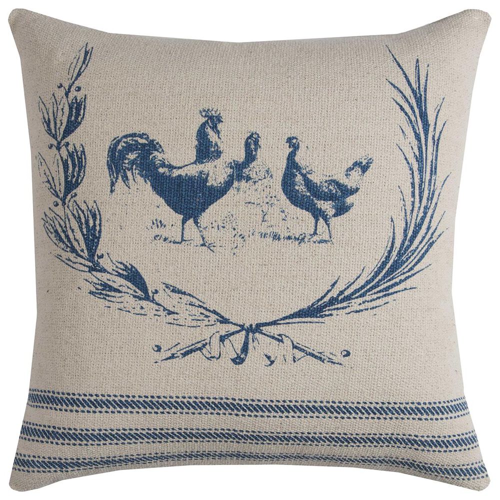 Rizzy Home 20" x 20" Pillow Cover in Blue with Chickens, , large