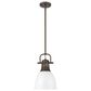 Golden Lighting Duncan 1-Light Small Pendant with Rod and Matte White Shade in Rubbed Bronze, , large