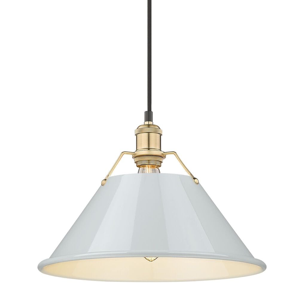 Golden Lighting Orwell 1-Light Wide Large Pendant with Dusky Blue Shade in Brushed Champagne Bronze, , large