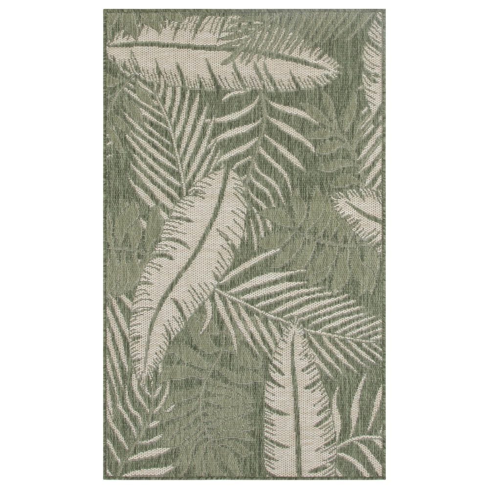 Nourison Garden Oasis GOA02 Green and Ivory 3&#39; x 5&#39; Indoor/Outdoor Area Rug, , large