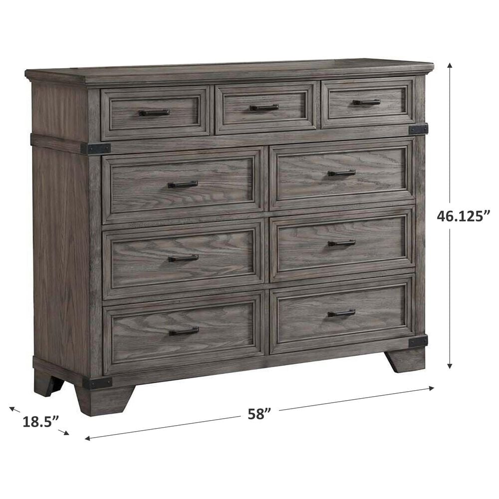 Hawthorne Furniture Forge 9-Drawer Tall Dresser in Wire Brushed Steel Gray, , large