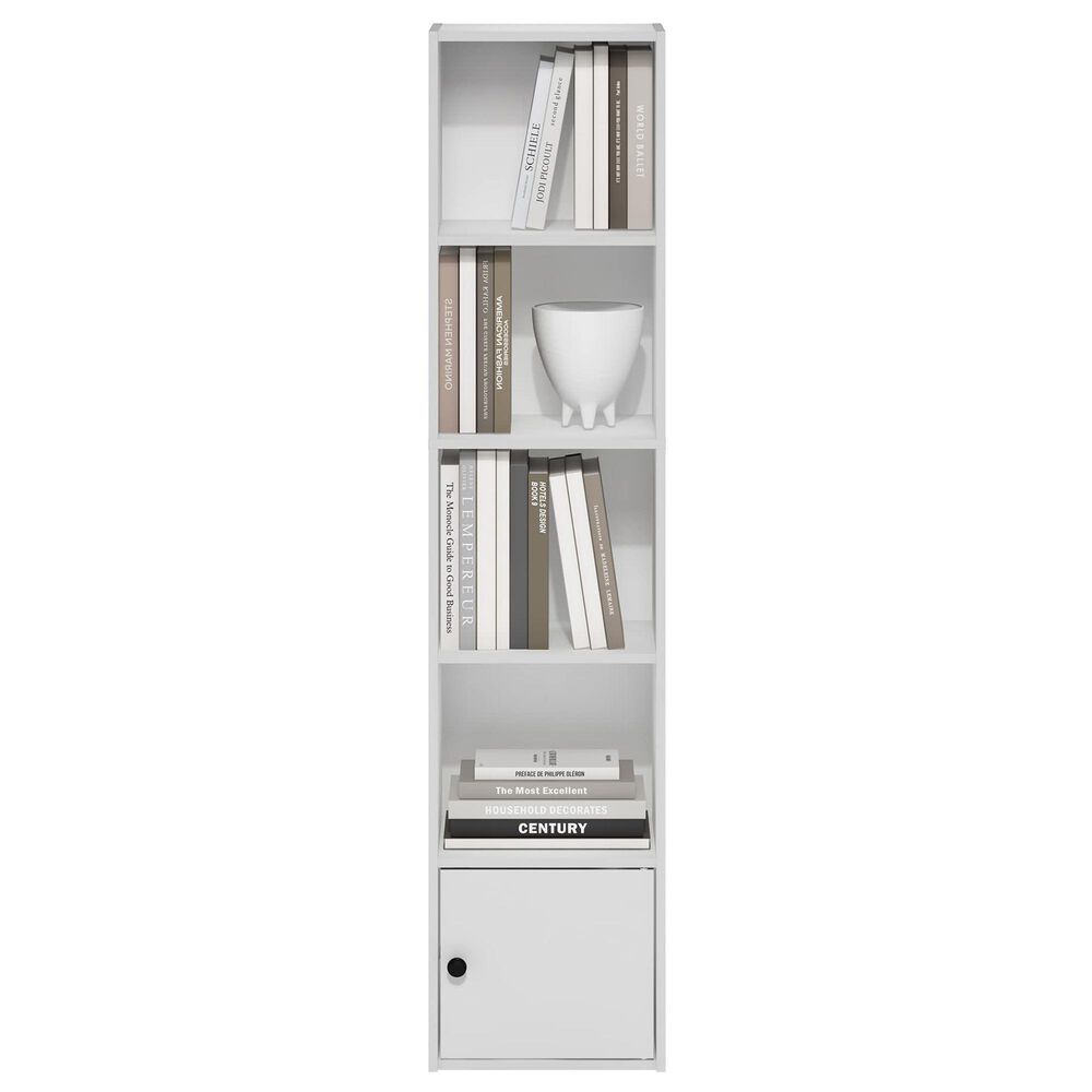 HOMLUX 5-Tier Shelf Bookcase with Door Storage Cabinet in White, , large