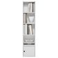 HOMLUX 5-Tier Shelf Bookcase with Door Storage Cabinet in White, , large