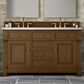 James Martin Vanities Brookfield 60" Double Bathroom Vanity in Honey Oak with 3 cm Arctic Fall Solid Surface Top and Rectangular Sinks, , large