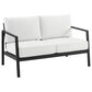 Linon Home Decor Holland Outdoor Loveseat with White Cushions in Black, , large