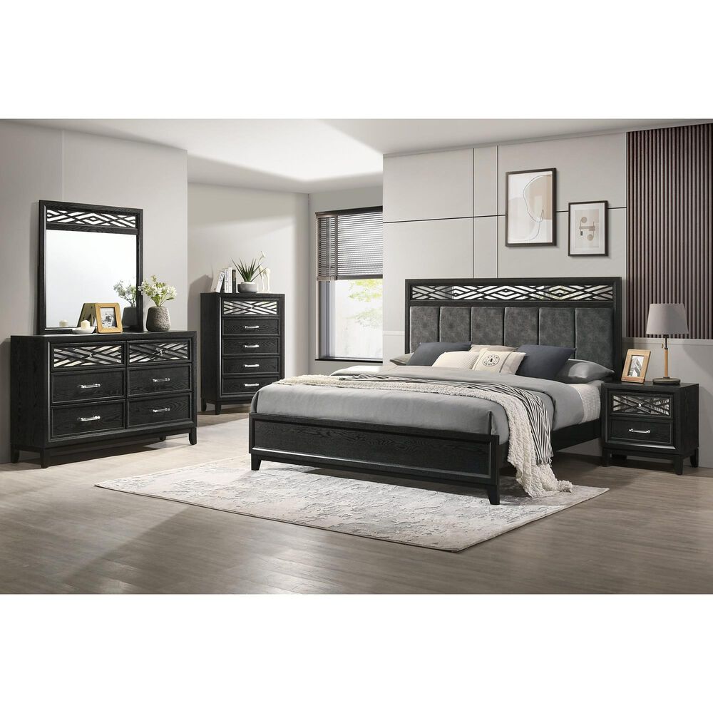 New Heritage Design Obsidian 4-Piece King Bedroom Set in Black, , large