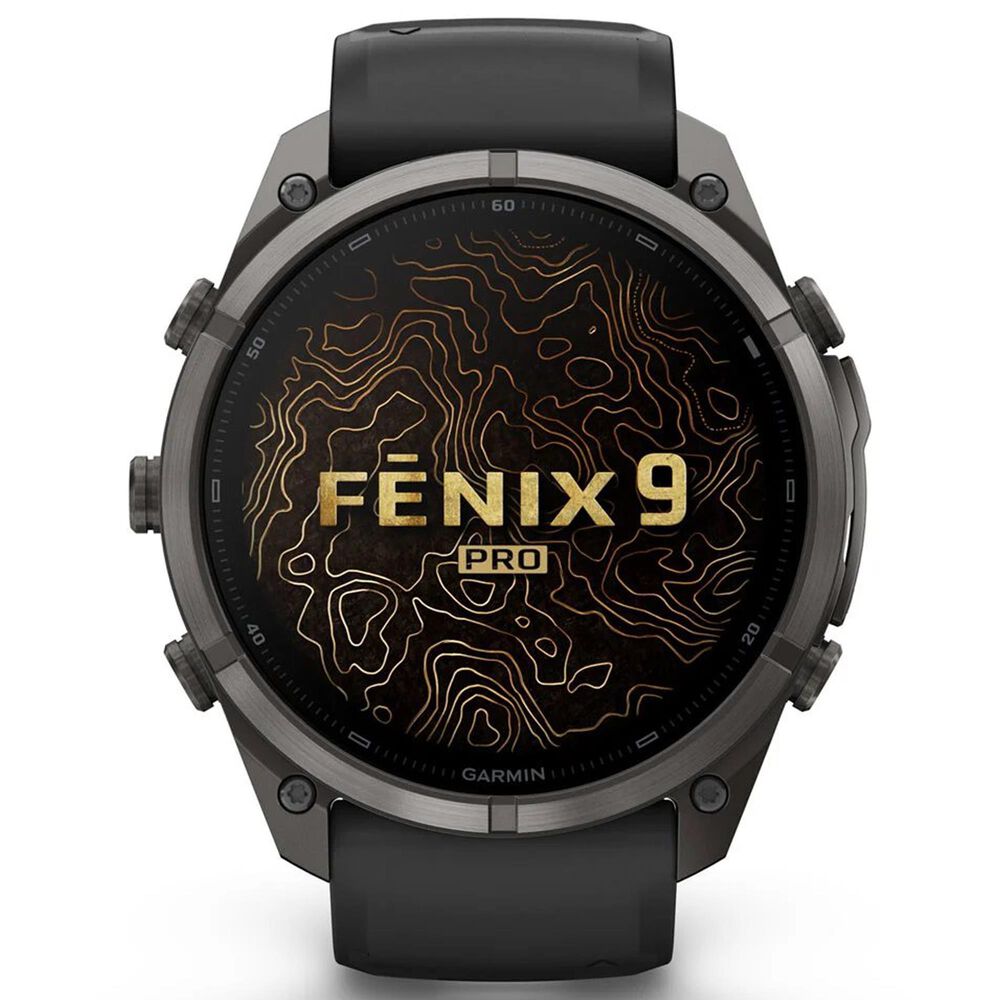 Garmin fenix 9 Pro inReach Smartwatch 51mm Carbon Gray DLC Titanium with Black and Pebble Gray Silicone Band, , large