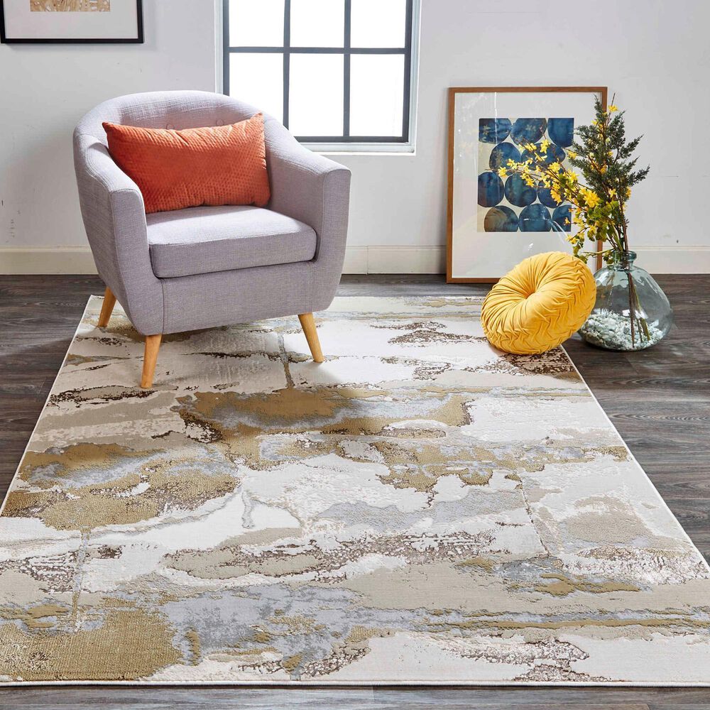 Feizy Aura Gold and Gray 12&#39; x 15&#39; Area Rug, , large