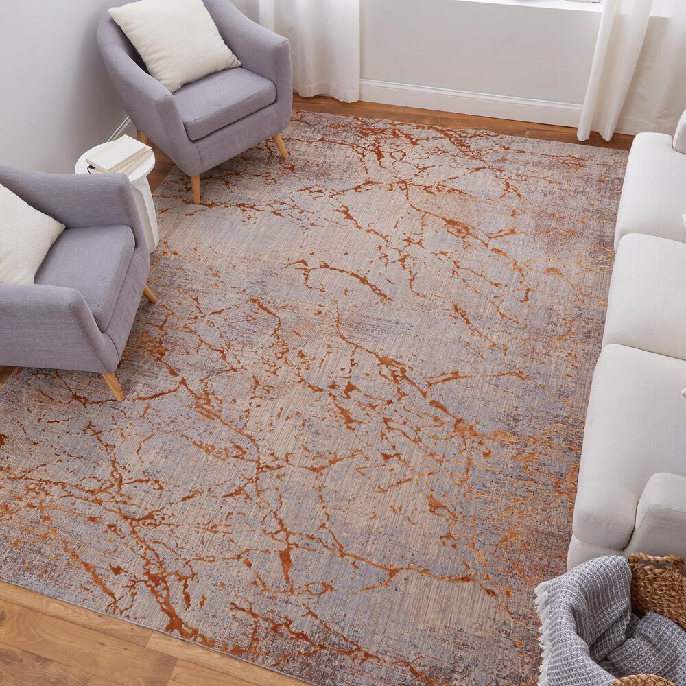 Feizy Pryor 7&#39;10&quot; x 10&#39; Copper and Multicolor Area Rug, , large