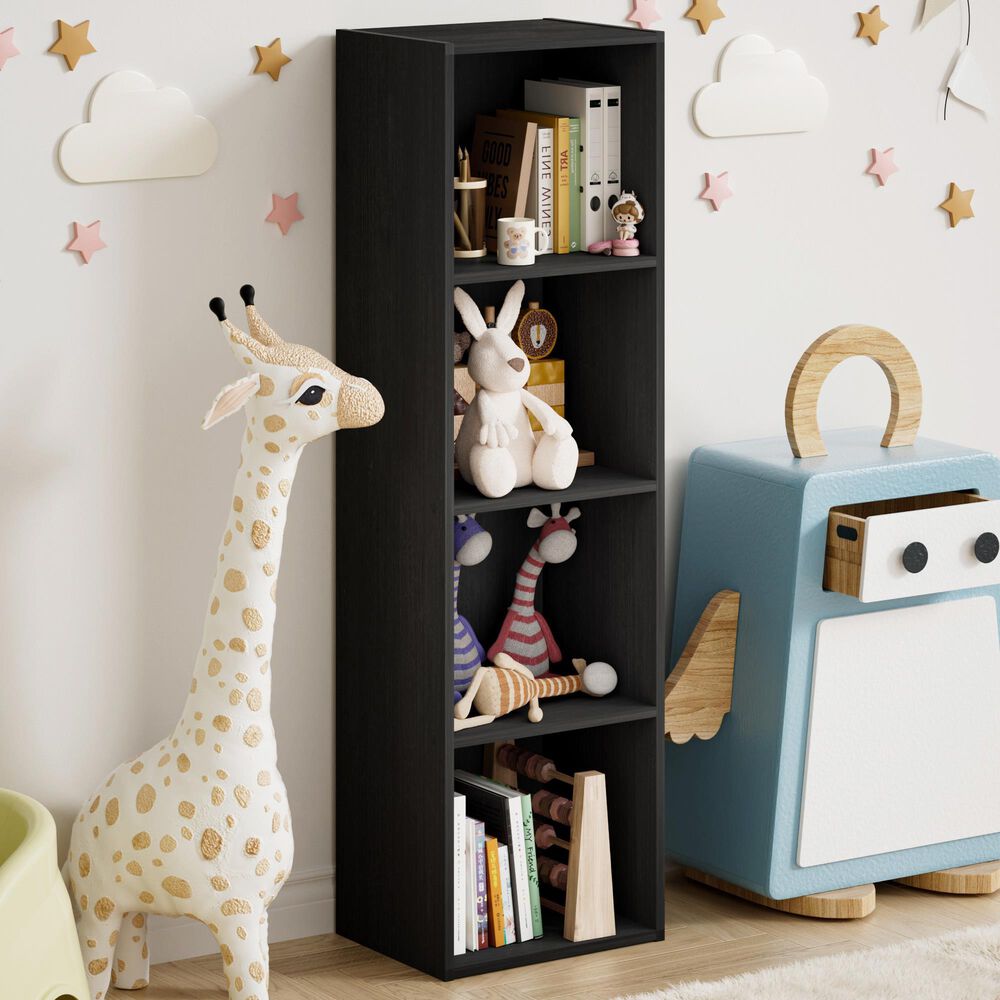 HOMLUX 4-Tier Open Shelf Display Organizer Bookcase in Blackwood, , large