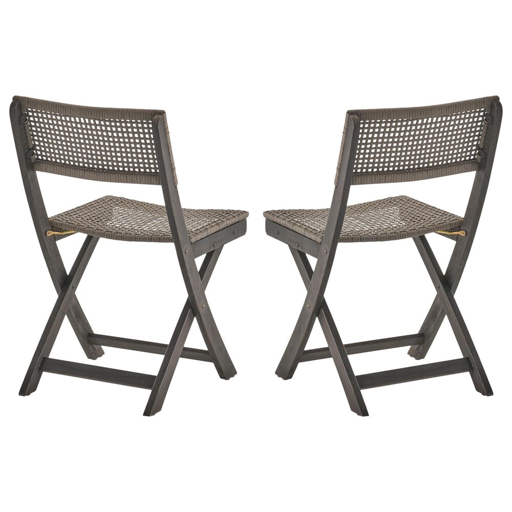 Hearth and Haven Hillside Outdoor Foldable Bistro Chair in Grey and Brown &#40;Set of 2&#41;, , large