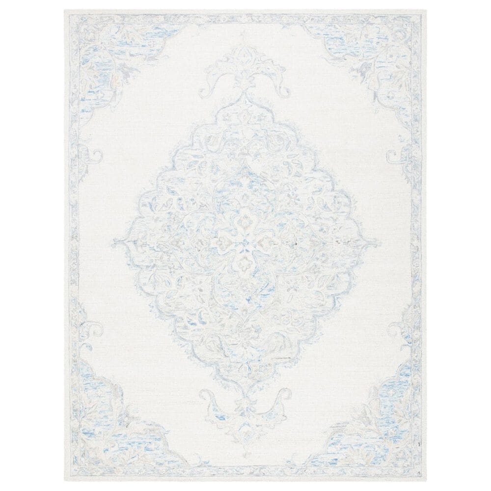 Safavieh Micro-Loop MLP516A 8" x 10" Ivory and Blue Area Rug, , large