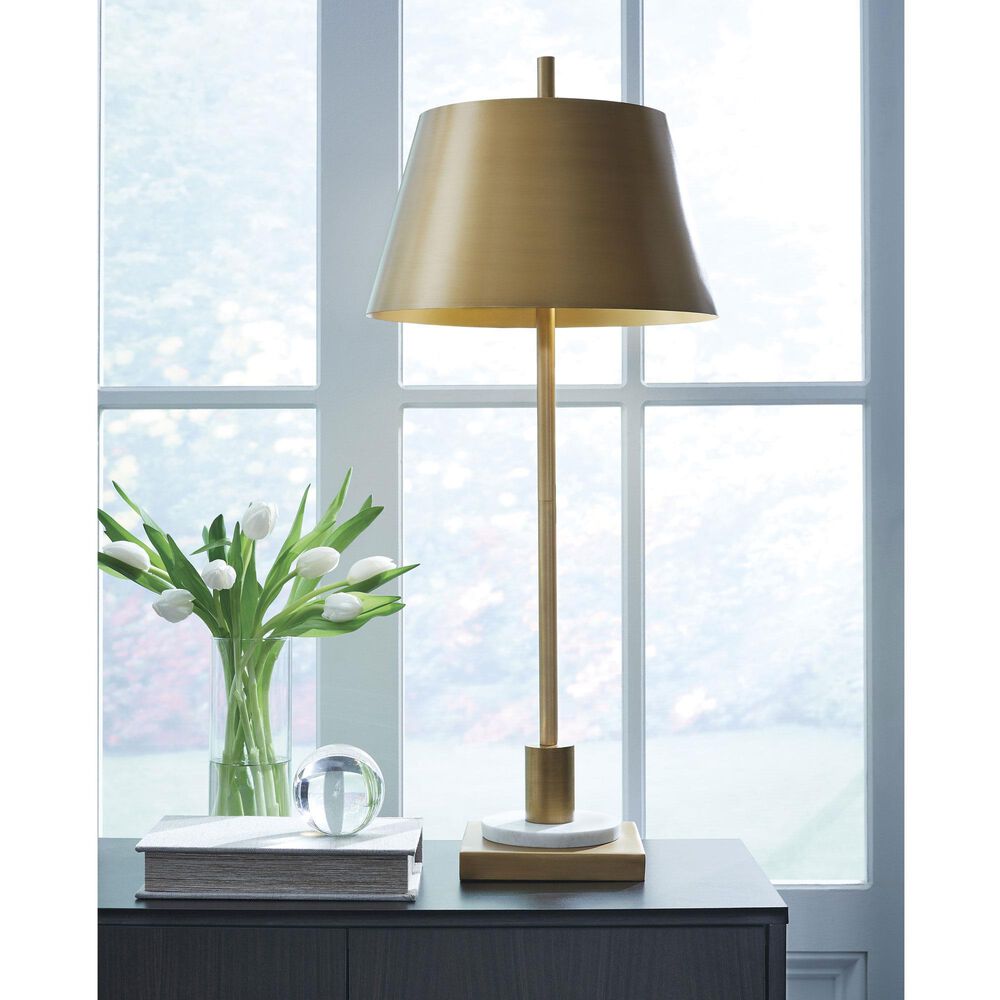 Ashley Fritzburn Table Lamp in Antique Gold and White, , large