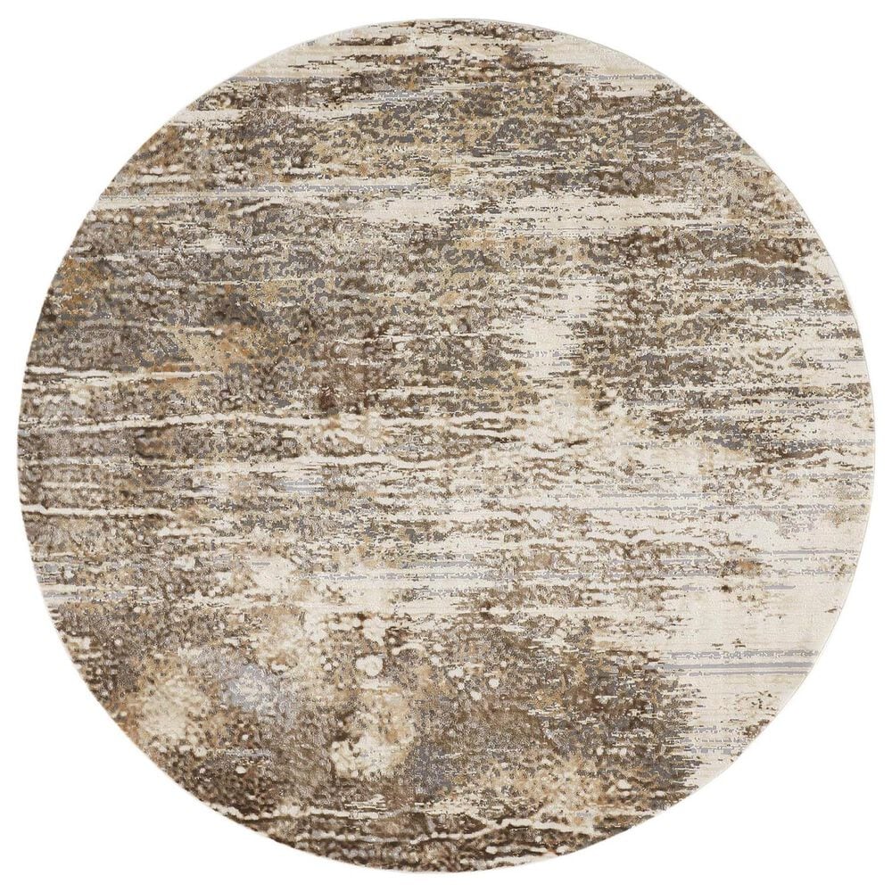 Feizy Parker 3705F 7"9" Round Ivory and Gray Area Rug, , large