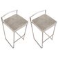 LumiSource Fuji 30" Stacker Bar Stool with Light Grey Cowboy Upholstery in Stainless Steel (Set of 2), , large