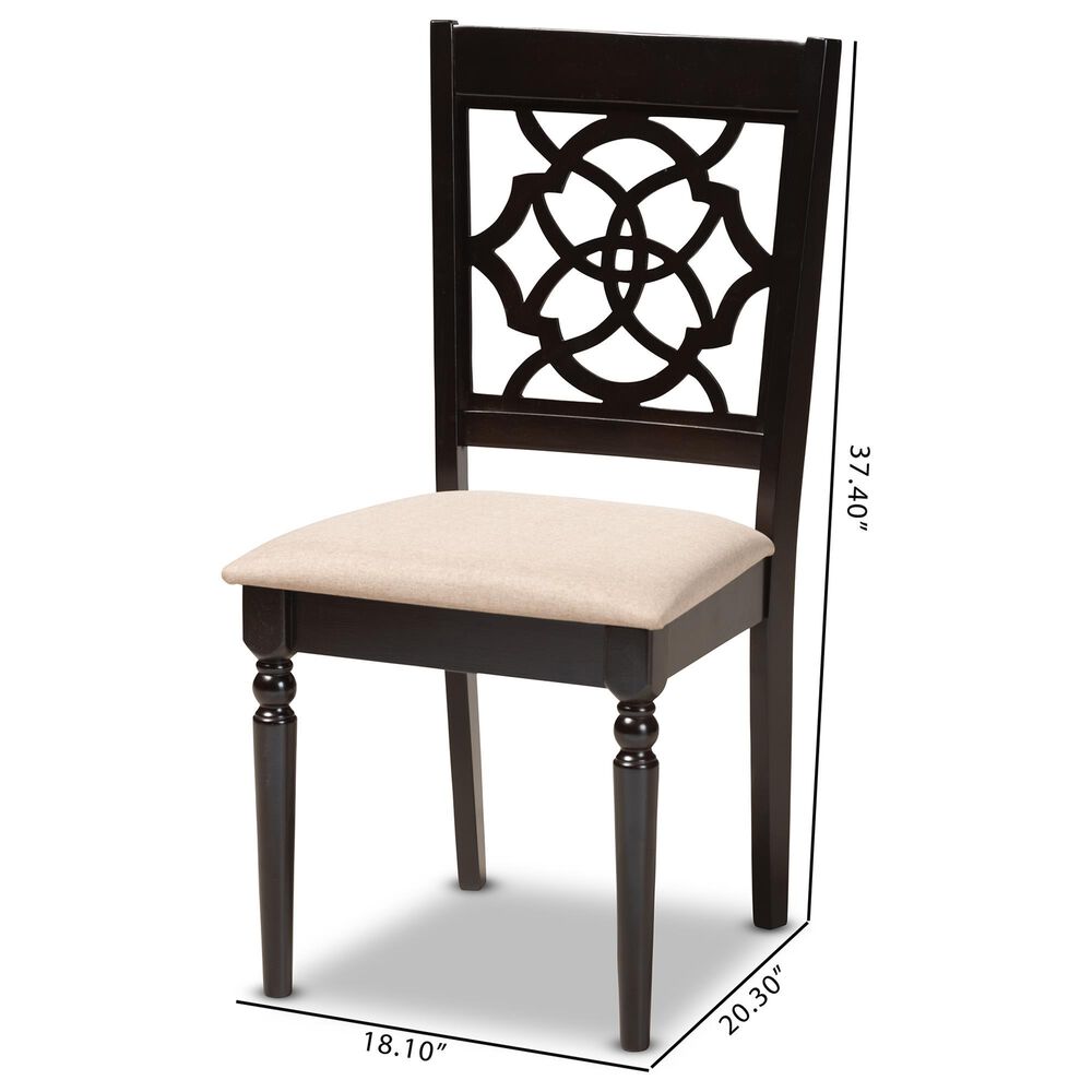 Baxton Studio Renaud Side Chair with Sand Cushion in Espresso Brown (Set of 4), , large