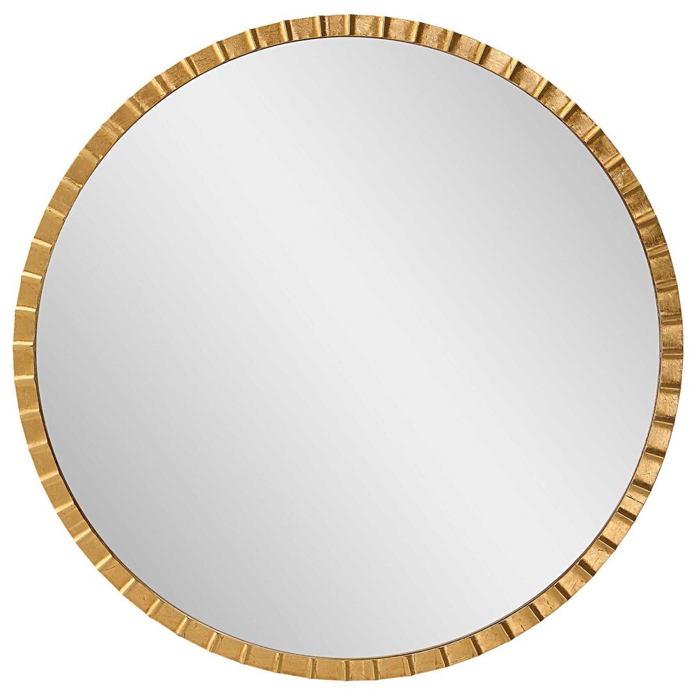 Uttermost Dandridge Round Wall Mirror in Metallic Gold Leaf, , large