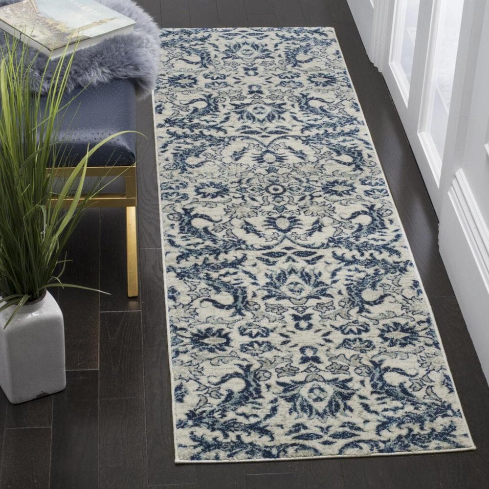 Safavieh Evoke EVK238C 2"2" x 9" Ivory and Blue Runner, , large