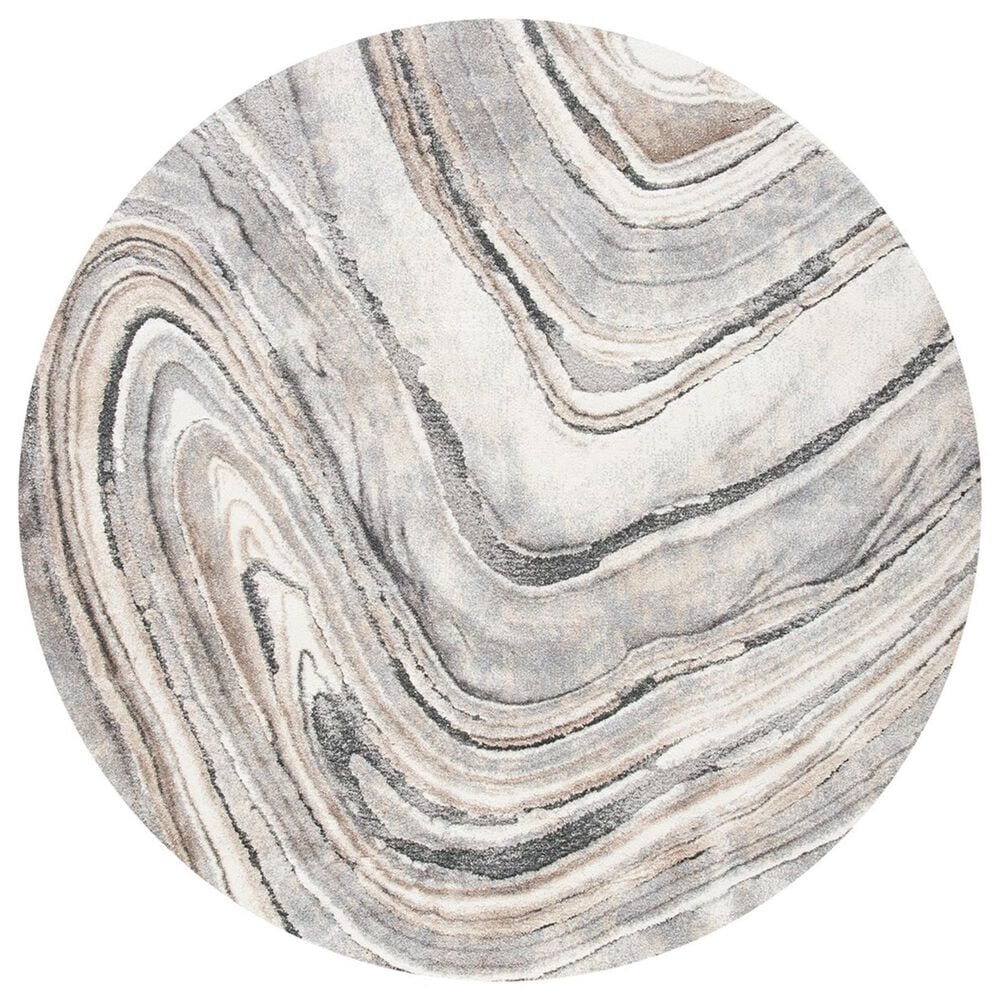Safavieh Cyrus Shag CYR132A 6"7" Round Ivory and Grey Area Rug, , large