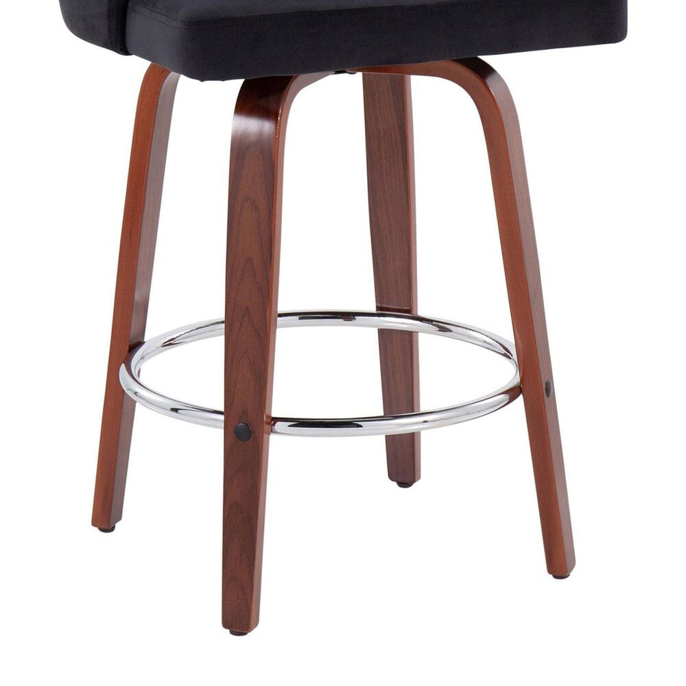 LumiSource Dahlia Swivel Counter Stool with Camel Upholstery in Walnut and Chrome (Set of 2), , large