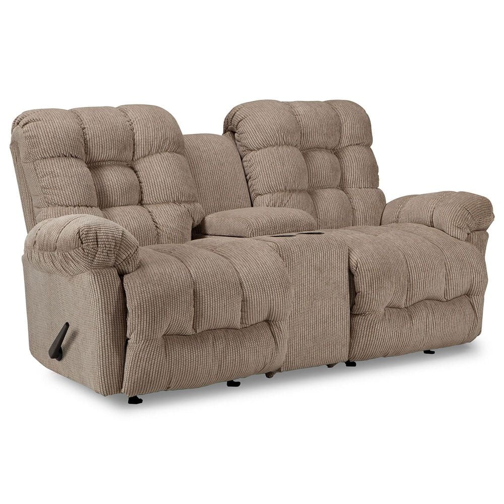 Best Home Furnishings Everlasting Manual Reclining Loveseat with Console in Beige, , large