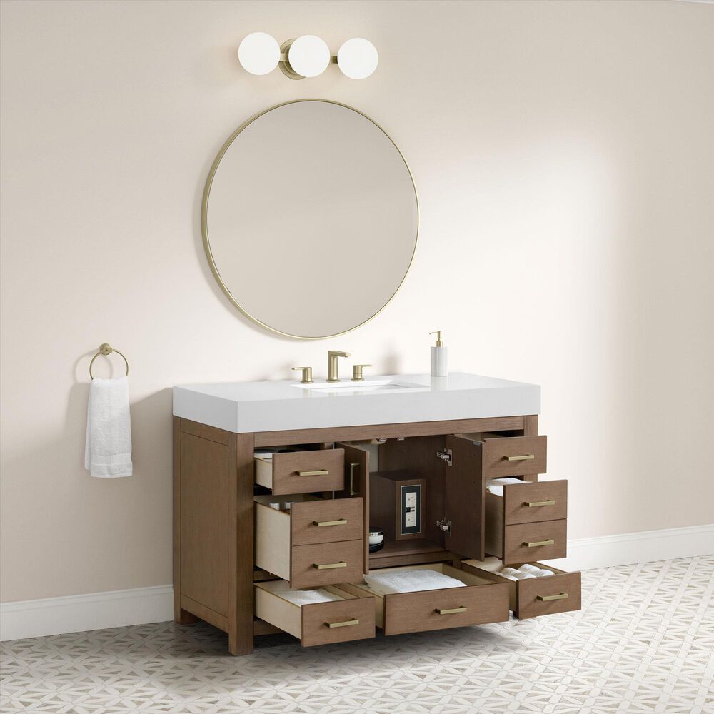 37B Alanya 48" Single Bathroom Vanity in Walnut Drift with White Composite Stone Top, , large