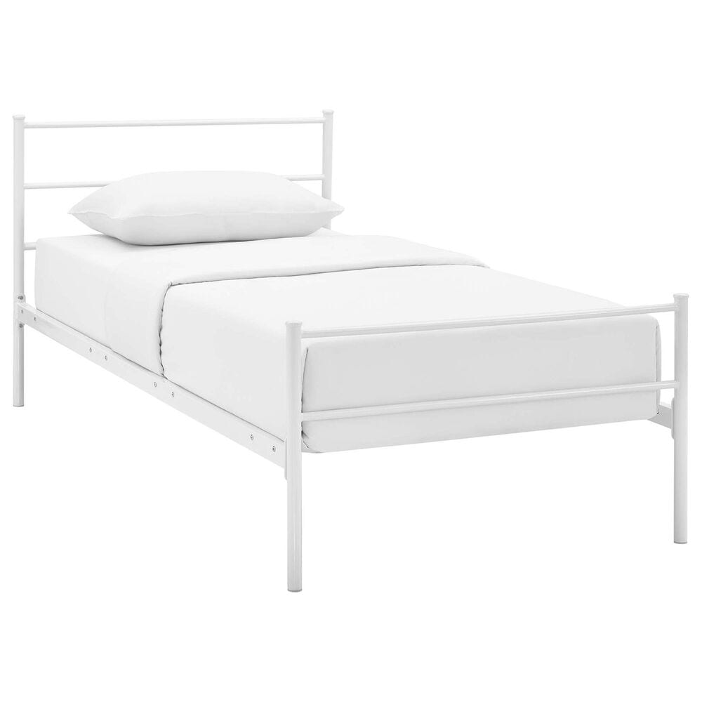 Modway Alina Twin Platform Bed Frame in White, , large