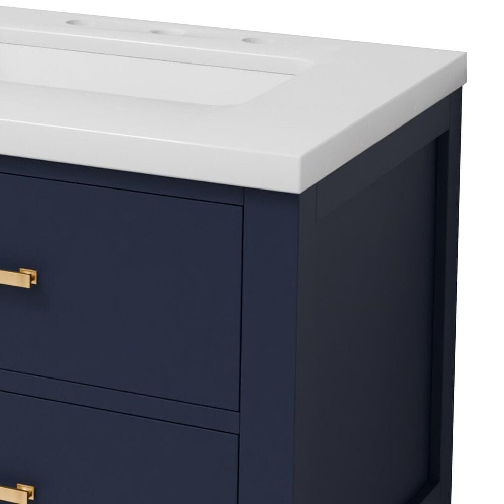 Lexora Home Castor 60" Double Bathroom Vanity in Blue with 2 cm White Cultured Marble Top and Rectangular Sinks, , large