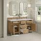 James Martin Vanities Lorelai 60" Double Vanity in Light Natural Oak with 3 cm Victorian Silver Quartz Top, , large