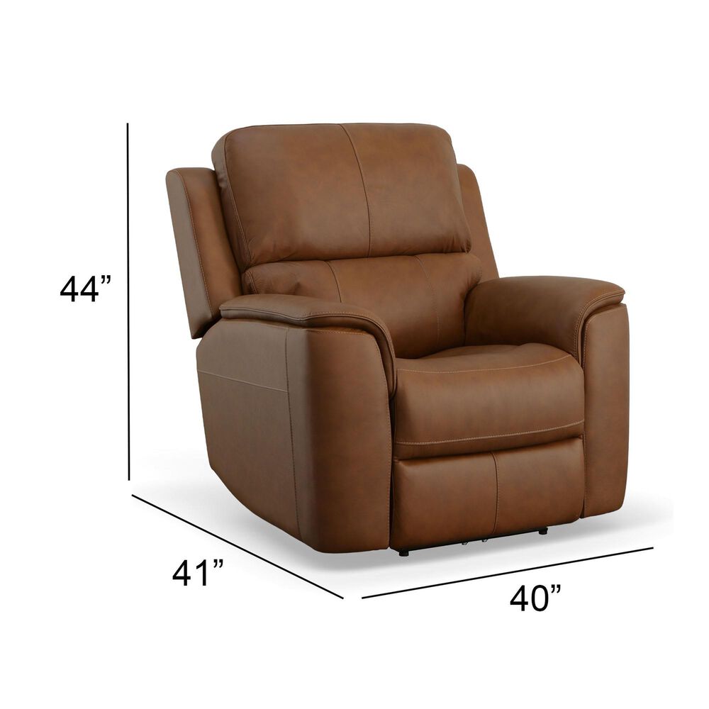 Flexsteel Henry Power Recliner with Headrest and Lumbar in Caramel, , large