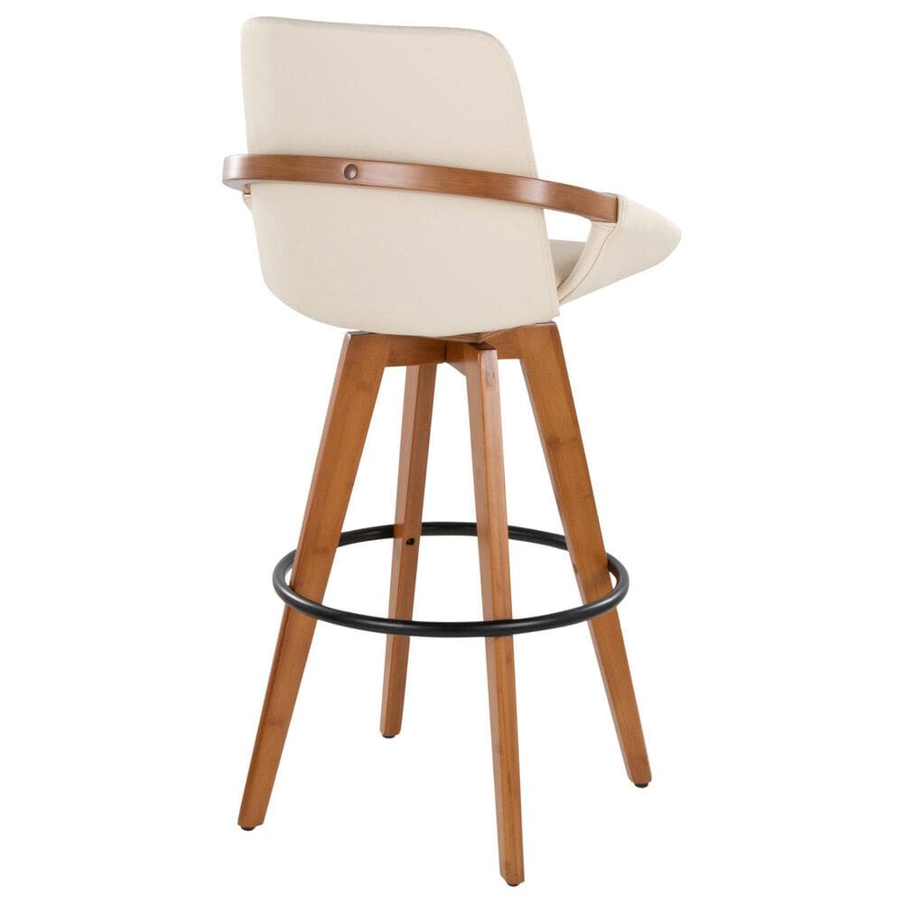 Lumisource Cosmo Swivel Barstool with Cream Cushion in Walnut and Black, , large