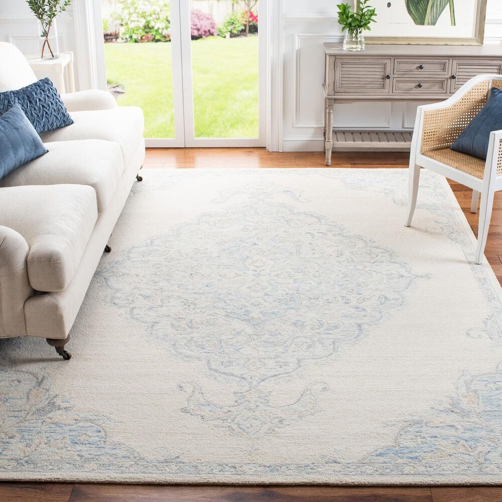 Safavieh Micro-Loop MLP516A 8&#39; x 10&#39; Ivory and Blue Area Rug, , large