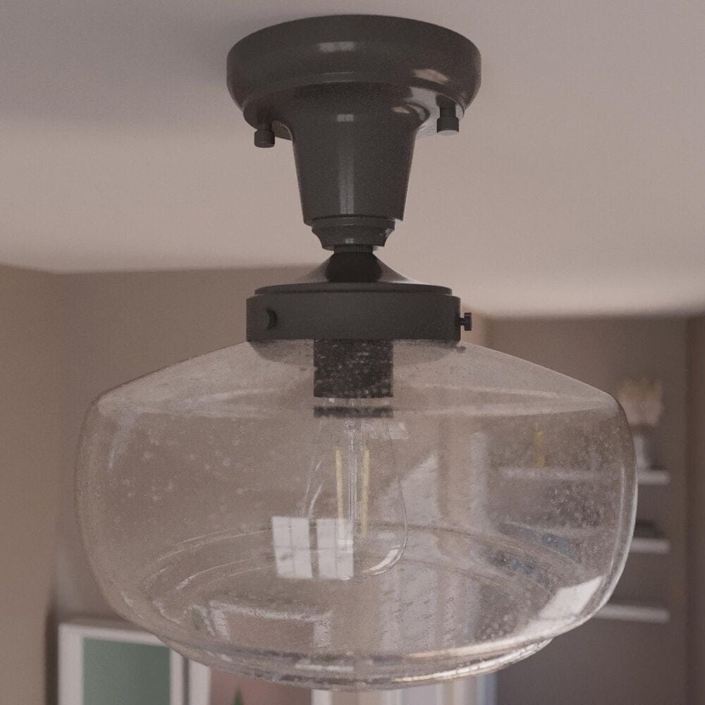 Hunter Saddle Creek 10&quot; 1-Light Pendant with Clear Seeded Shade in Noble Bronze, , large