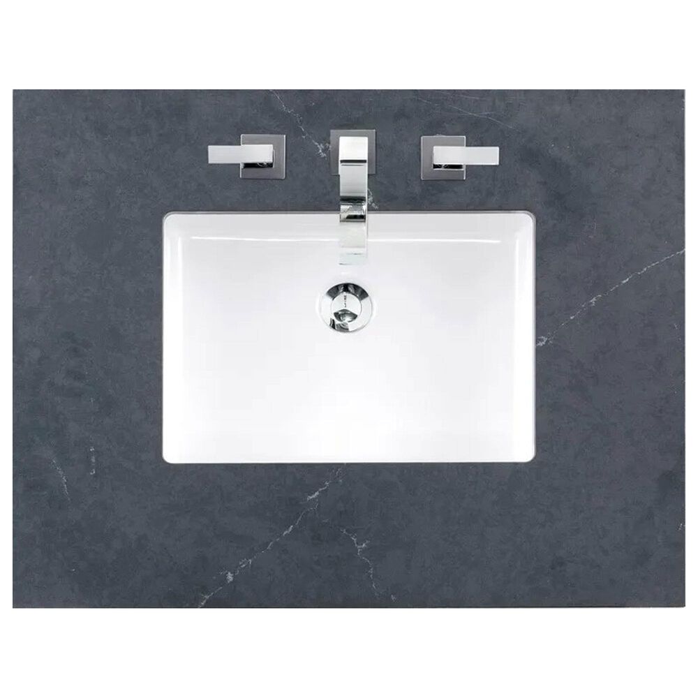 James Martin Vanities Brittany 36&quot; Single Bathroom Vanity in Bright White with 3 cm Charcoal Soapstone Quartz Top and Rectangle Sink, , large